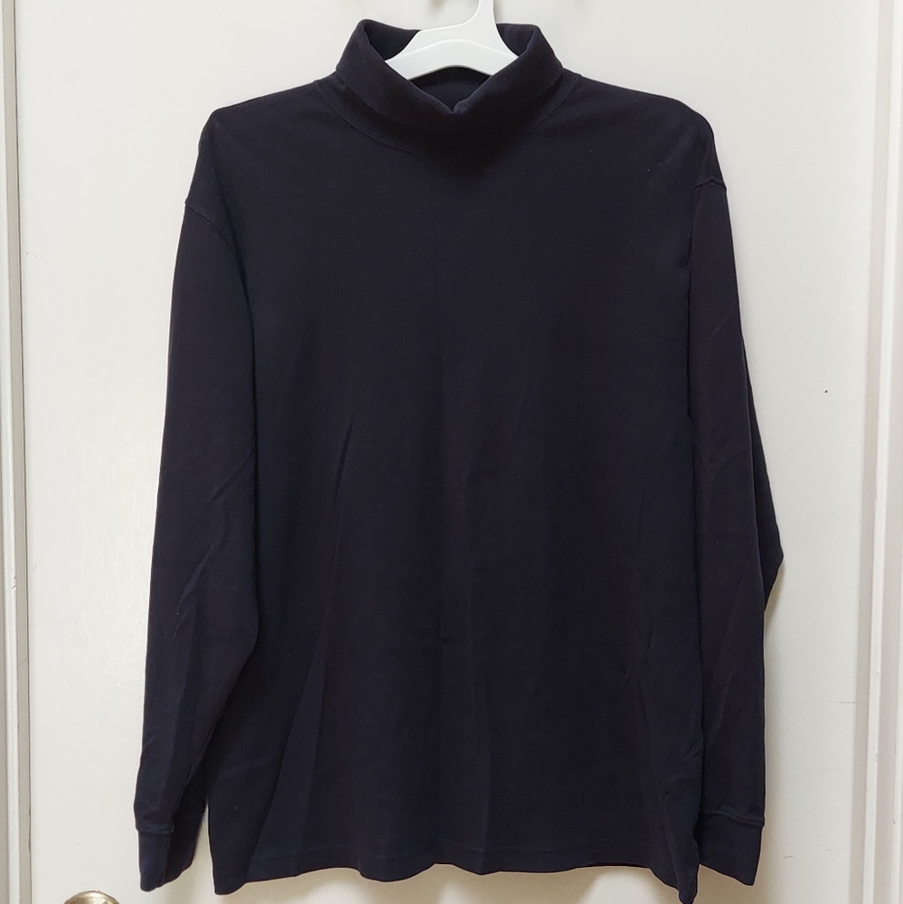 Men's Navy Blue Mockneck Longsleeve Shirt Size Large
